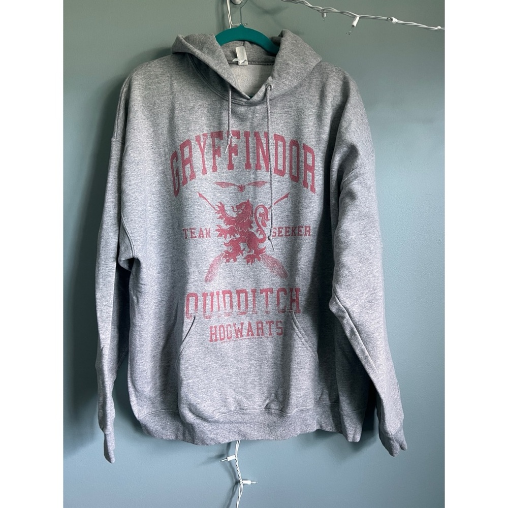 Jerzees Gray and Red Sweatshirt Hoodie